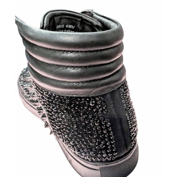 FERRARI MASSARI Studded Black Leather Hi Top Sneaker Size 1oUS/EUR43 main image 8
